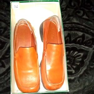 Brown leather loafers